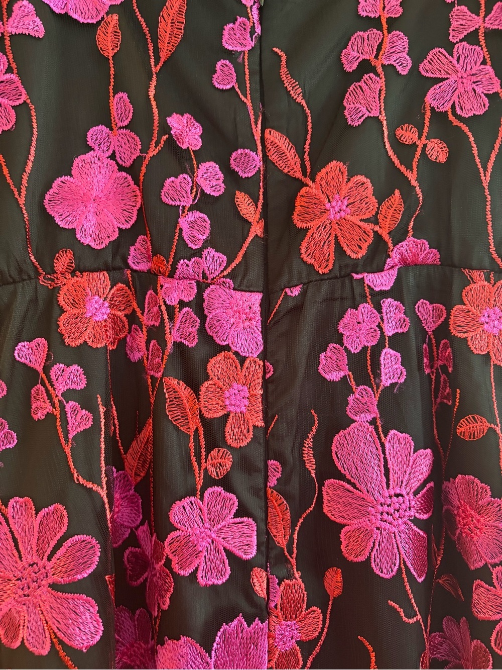 Newish, Boston Proper, Size 2, Floral Embroidered Black Mesh A Line Midi Dress - Picture 14 of 14